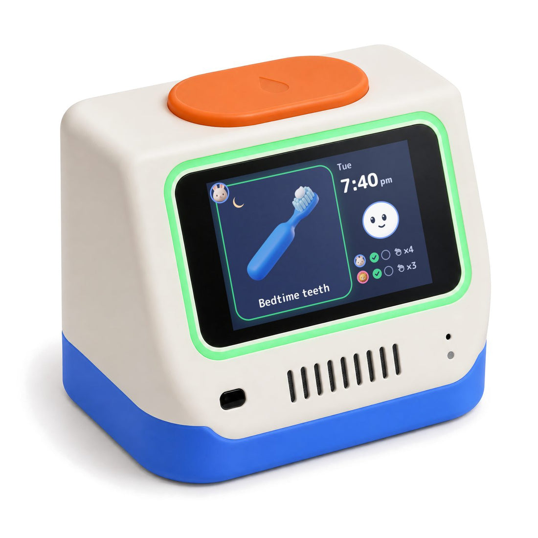 Klaar in Big Blue, seen from the front corner, with the green light on